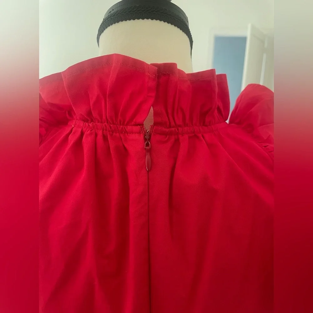 TCEC Red Ruffle Mini Dress, Size Small - Picture 8 of 14